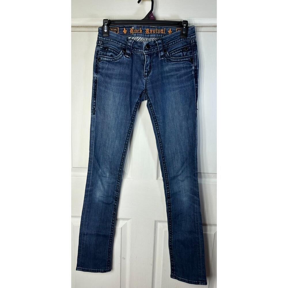 Rock Revival Jeans Wm's Sz 25 Low-Rise Kate Straight 25/33 Medium Wash